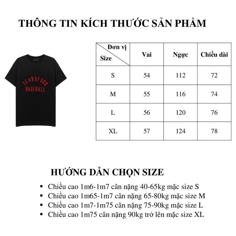 Áo thun Fear Of God FOG 7TH Collection Baseball màu đen chất liệu vải cotton cao cấp, Áo tee FOG Baseball unisex oversiz