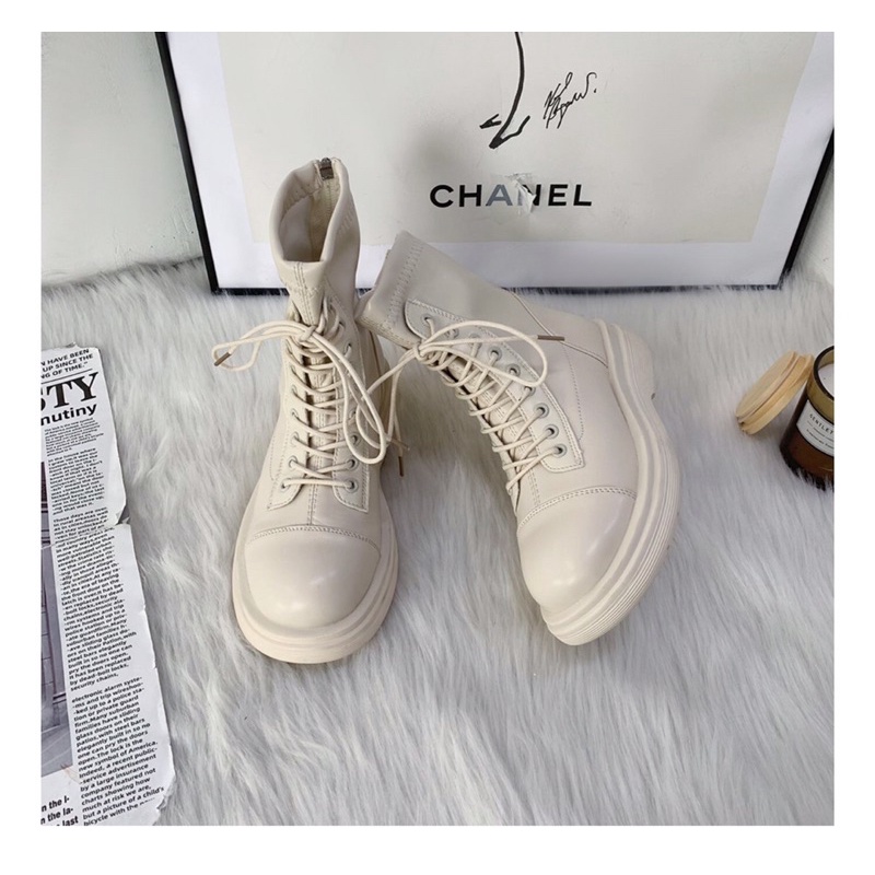 GIÀY BOOTS MARTIN CAO CỔ KHOÁ KÉO ĐẾ BẰNG BA MÀU CÓ ẢNH THẬT