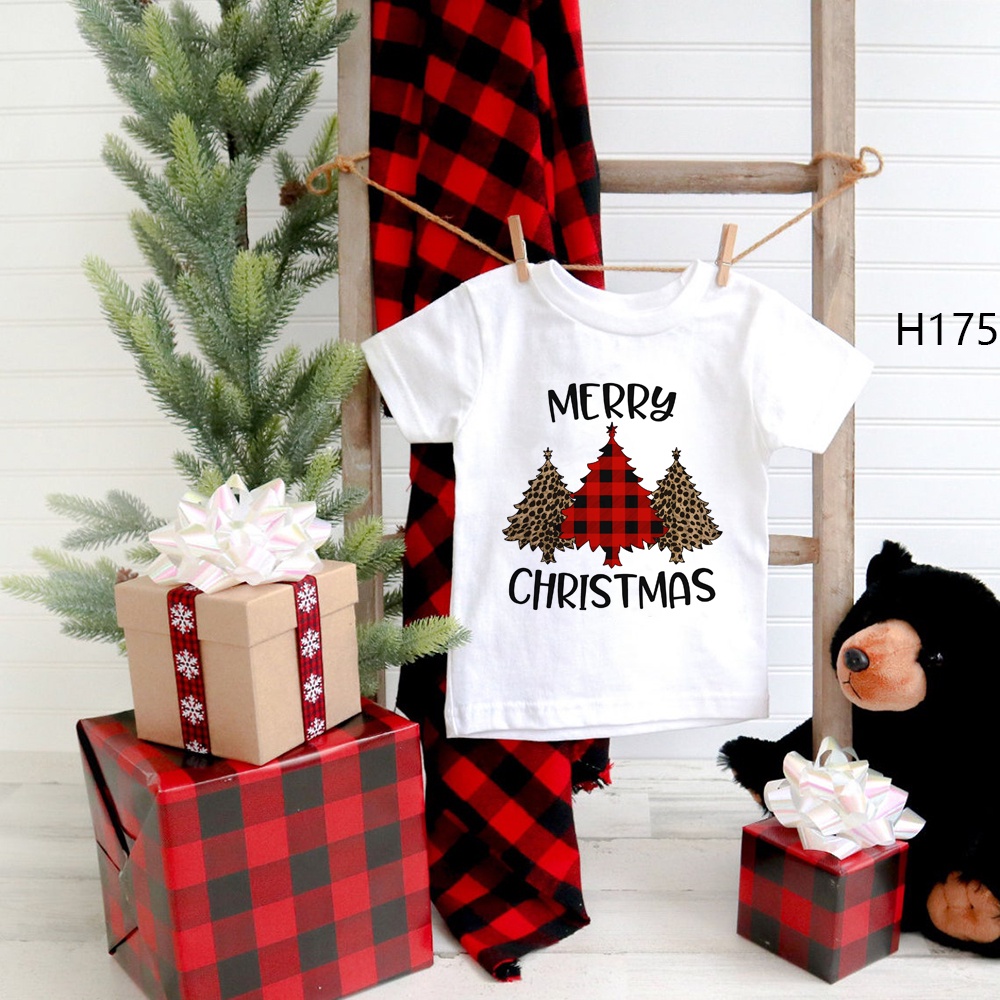 Dễ Thương Áo Thun Tay Ngắn Cổ Tròn In Hình Ông Già Noel Hoạt Hình Giáng Sinh Dành Cho Trẻ Em