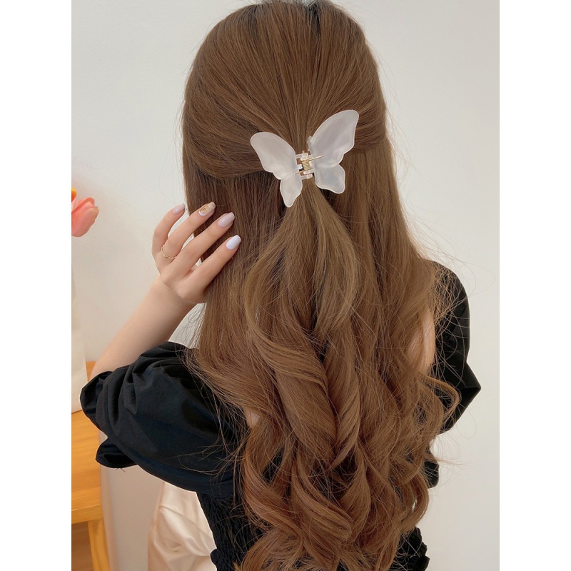 Kẹp tóc càng cua 5 răng hình con bướm nhựa trong suốt cute Alaba phong cách Hàn Quốc