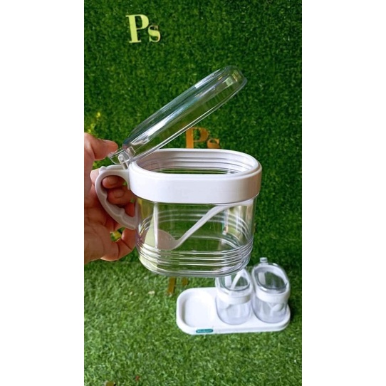 Set bộ 3 lọ đựng gia vị bằng nhựa kèm thìa tiện dụng