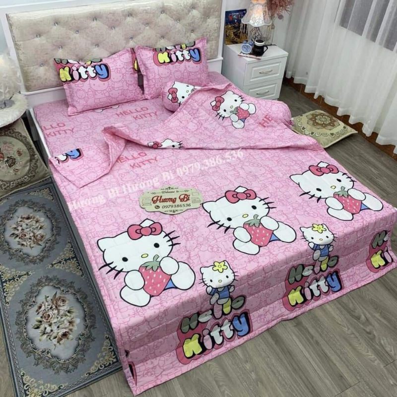 Chăn ga gối Set hè 5 món mẫu hello kitty