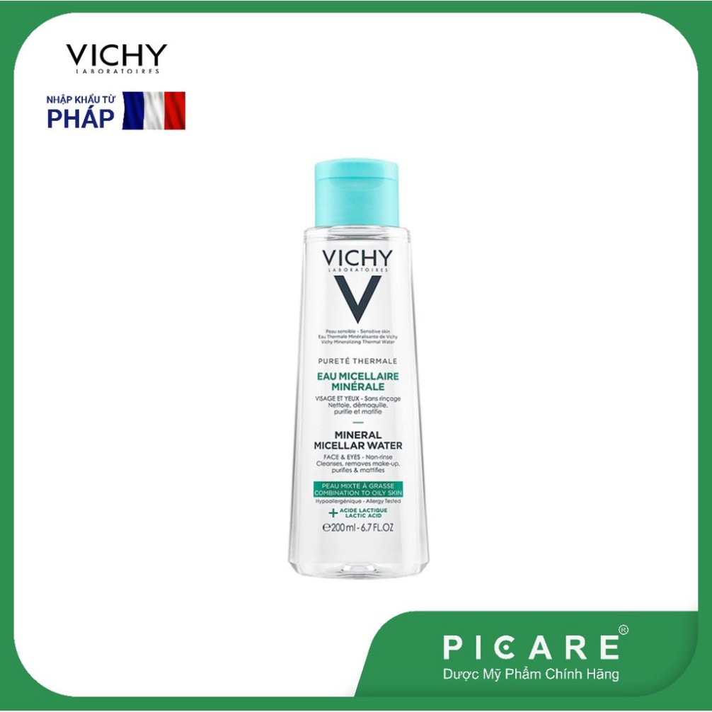 [CHÍNH HÃNG] Nước tẩy trang cho da bóng dầu, hỗn hợp Vichy Mineral Micellar Water To Oily Skin 200ml