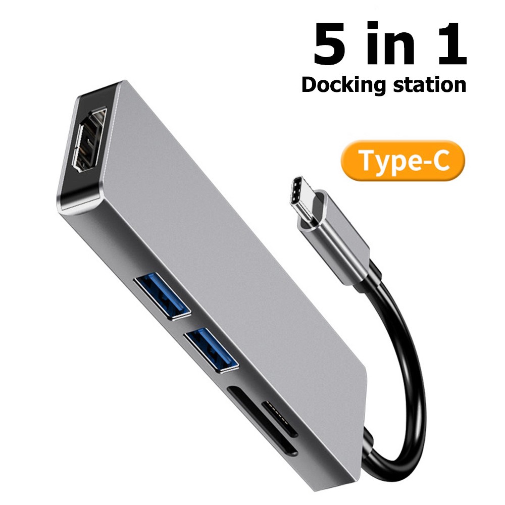 5 in 1 USB Type-C 3.1 to HDMI / USB3.0 / SD /TF Card Adapter Dock HUB Converter Compact Portable Carry Convenient  for Computer