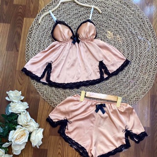 SET BỘ NGỦ 2 DÂY SATIN LỤA PHỐI REN CAO CẤP
