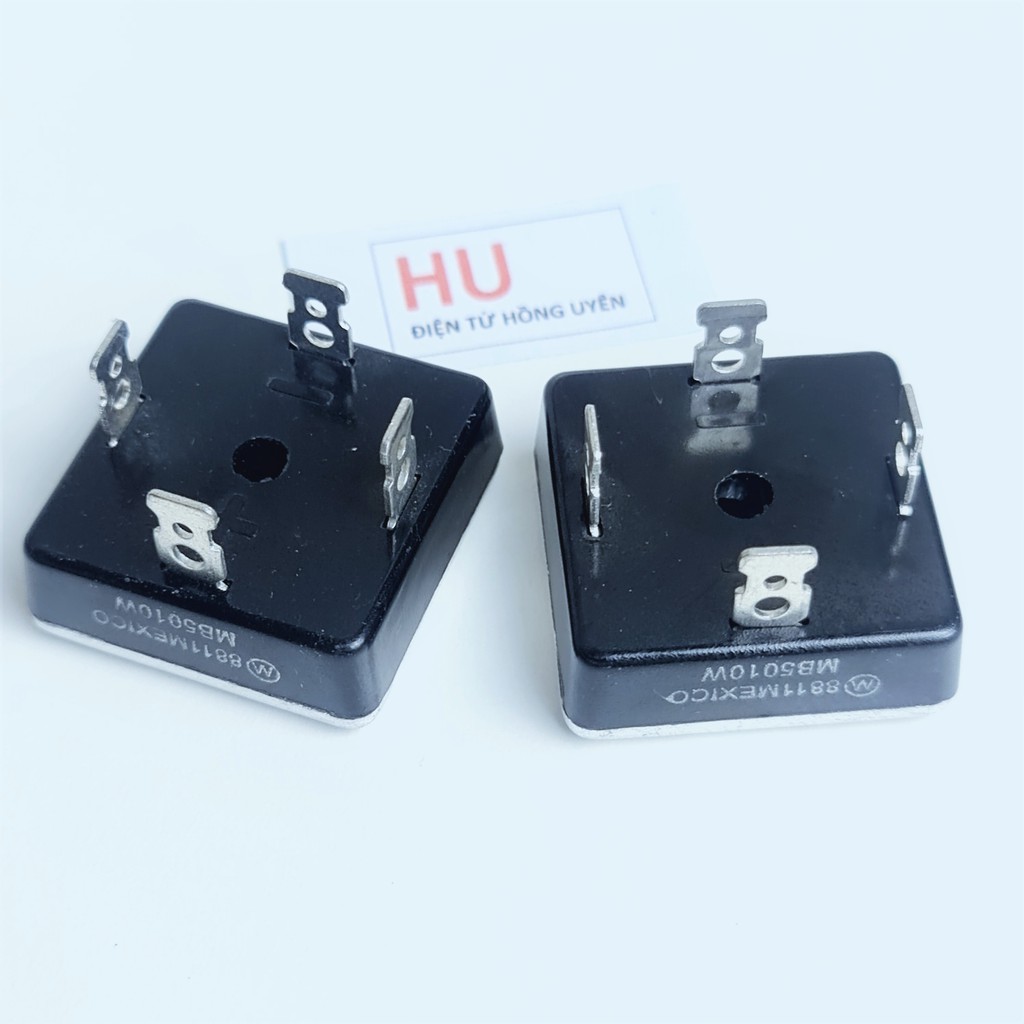 Bộ 2 Đi ốt nhôm MEXICO 50A cao cấp. Diot sạc acquy công suất lớn, diode cầu 4 chân dùng làm sạc ắc quy 12v - 24v MB5010W