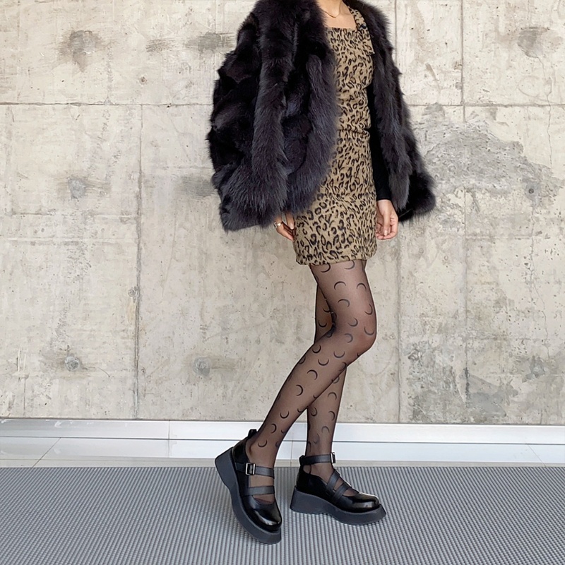 Xiangbao Quần Tất Mỏng Trong Suốt In Hình Trăng Lưỡi Liềm Phong Cách Punk Gothic Harajuku Nhật Bản Cho Nữ Clu