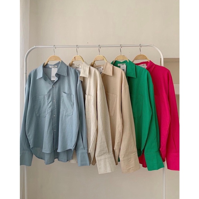 Áo sơ mi nữ tay dài chất linen loại 1