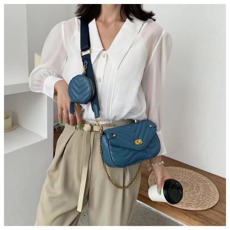 [MA 181907] sét đôi túi ví đeo chéo(không hộp) kèm ảnh thật - HANA BAG