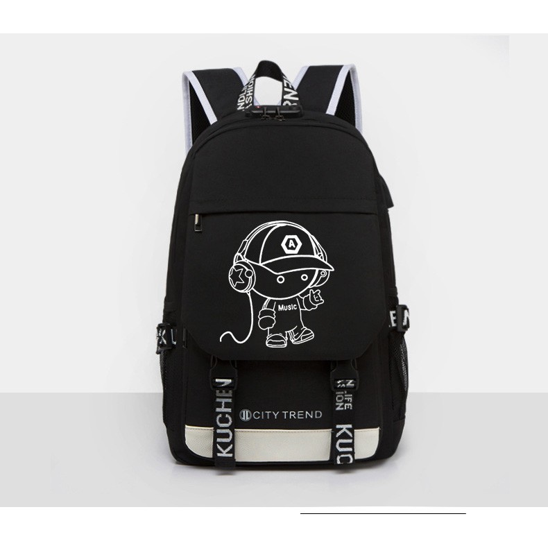 Balo thời trang cao cấp phản quang phát sáng xanh trong đêm combo khóa và sạt AD65 Shalla