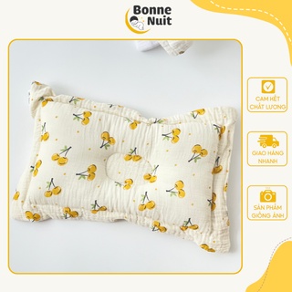 Gối Muslin cao cấp hình chữ nhật lõm chống bẹp đầu cho bé