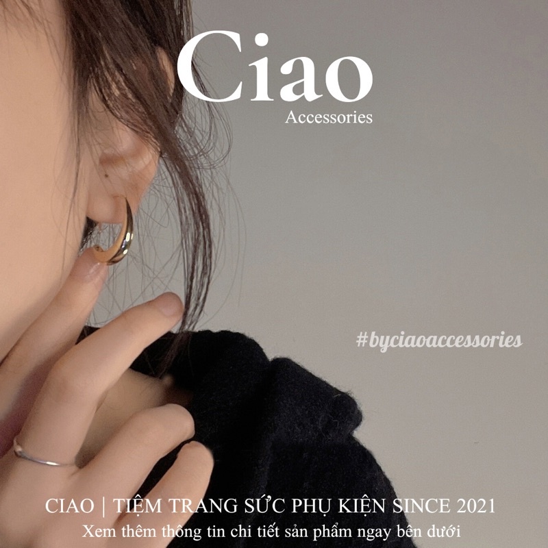 [HOẢ TỐC 1H] Khuyên tai/ Bông tai mạ bạc S925 thiết kế hình chữ C phong cách Willow Ciao