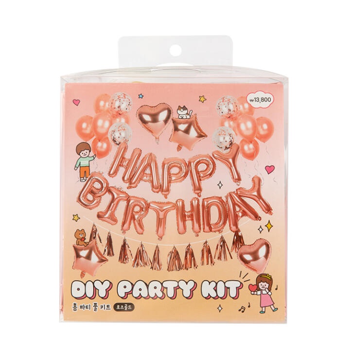Set Bong Bóng ARTBOX Hàn Quốc Trang Trí Tiệc Màu Vàng Hồng Nhiều Kiểu Hình