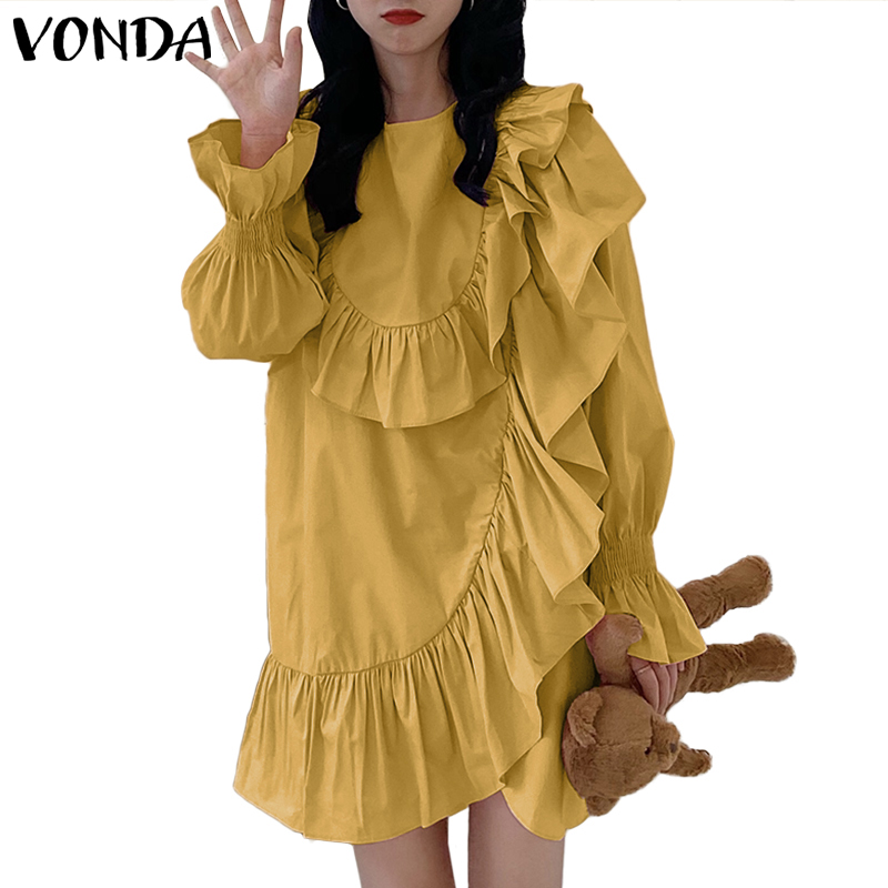Đầm VONDA Tay Dài Phối Bèo Phong Cách Hàn Quốc Cho Nữ | BigBuy360 - bigbuy360.vn