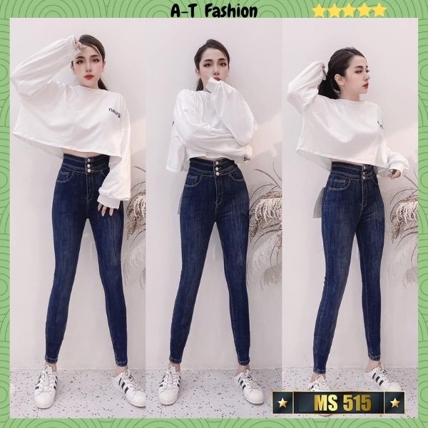 Quần jean nữ rách lưng cao skinny ôm dáng, quần bò nữ đẹp chất jeans co giãn  thời trang A-T Fashion - MQ700