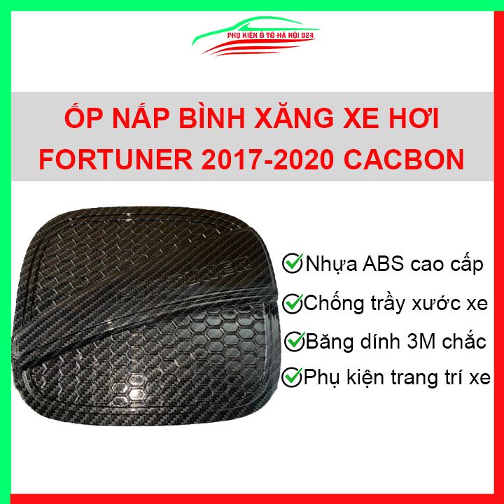 Ốp nắp xăng Fortuner 2017 2018 2019 2020 vân cacbon bảo vệ chống trầy trang trí ô tô