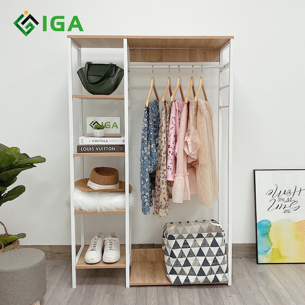 Tủ kệ treo quần áo big size Hanger- GM08 thương hiệu IGA hiện đại phòng khách