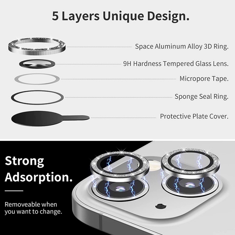 Kính Cường Lực Bảo Vệ Camera Sau Điện Thoại iPhone 11 12 13 Pro Max Mini Sang Trọng