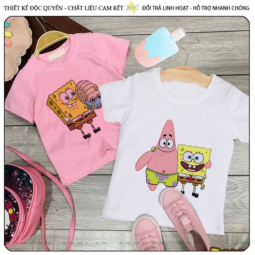 ÁO THUN SpongeBob Patrick UNISEX PHÔNG NAM NỮ GIA ĐÌNH CẶP ĐÔI CÓ SIZE TRẺ EM CHO BÉ TRAI GÁI AOMIVN