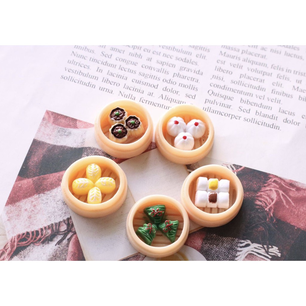 Charm (C53) slime/ Dụng Cụ Charm Trang Trí [Ko Keo &amp; Nút] Hình Món Ăn DimSum (2.4x0.9 cm)