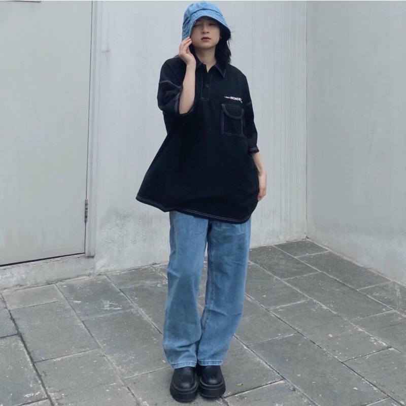 Áo Polo Tay Lỡ ZORO Form Rộng May Chỉ Nổi Vải Chân Cua Dày Dặn Phong Cách Hàn Quốc Unisex