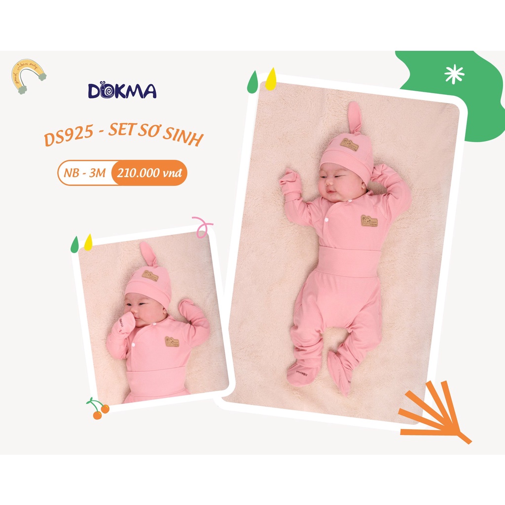💥 Set sơ sinh  NB-3 tháng tuổi chất cotton cực đẹp Dokma DS925 Voi.kids