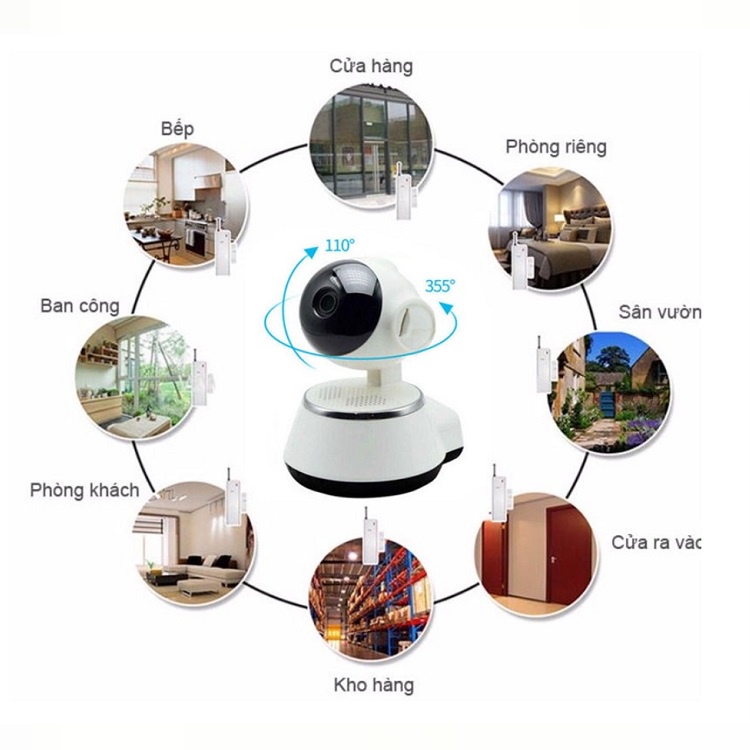 Camera Thông Minh Không Dây Xoay 360°, IP Wifi V380 Pro Full HD 1080p, Lắp Thẻ Đàm Thoại 2 Chiều - Phát Hiện Chuyển Động