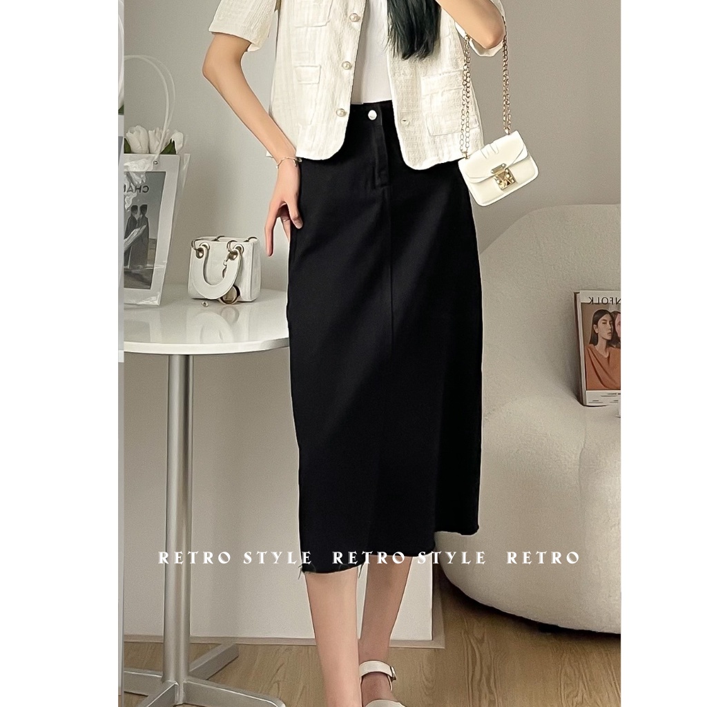 Chân Váy Midi Dáng Chữ A Lưng Cao Kiểu Retro Hàn Quốc Dễ Phối Đồ CV46 Retrostyle/P1K6
