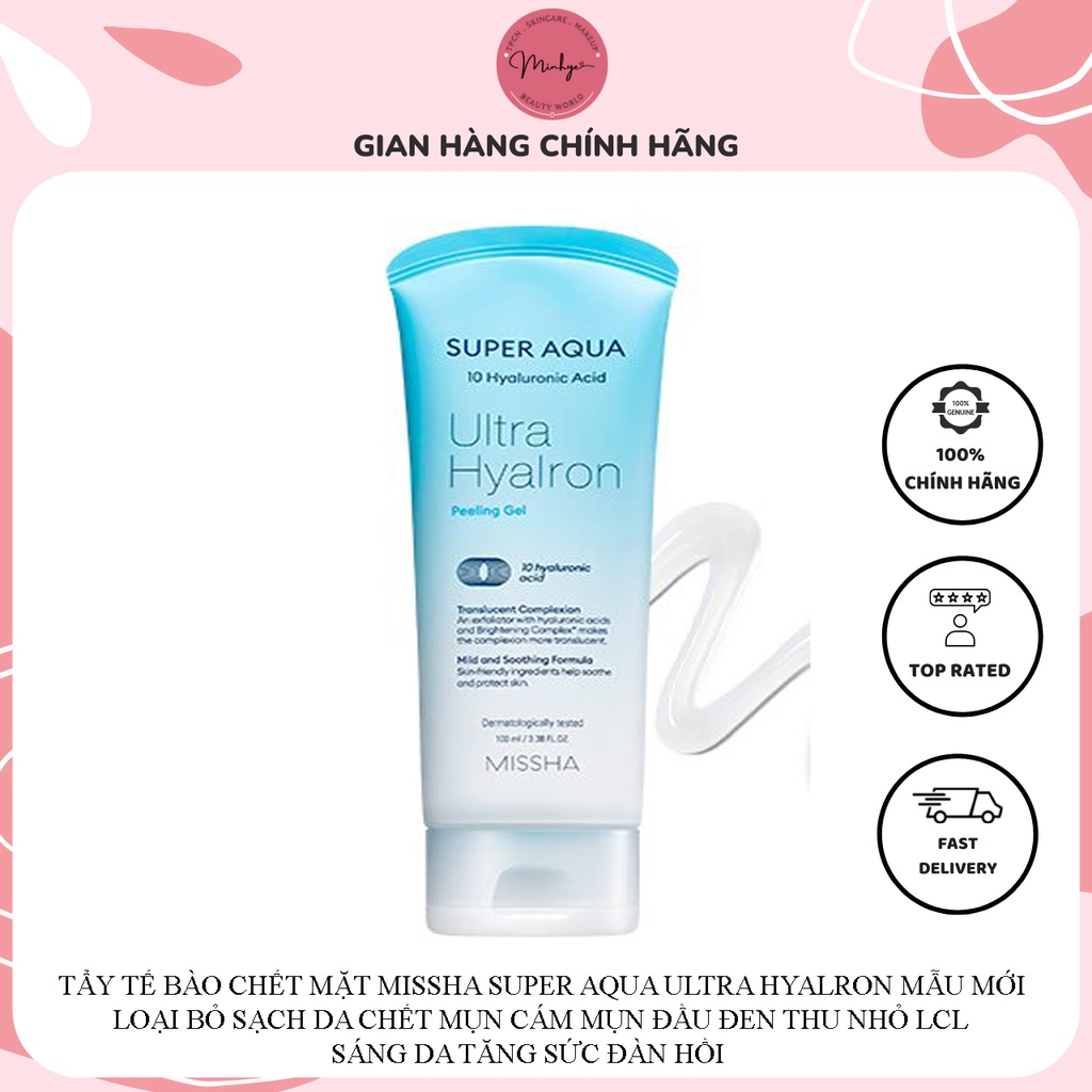 Tẩy Tế Bào Chết Mặt Missha Super Aqua Ultra Hyalron Mẫu Mới Loại Bỏ Da Chết Sạch Sâu Giảm Nhờn Kiềm Dầu