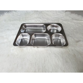 KHAY CƠM PHẦN 5 NGĂN SÂU LÒNG NHỎ inox 304 ( 28x22x4 cm )