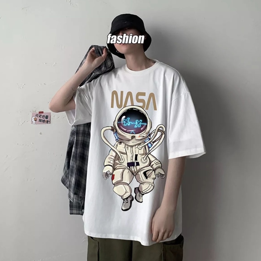 Áo Thun Tay Lỡ Unisex NASA Jume Store, Áo Phông Nam Nữ Form Rộng Đủ Size Từ 36kg Đến 80kg.