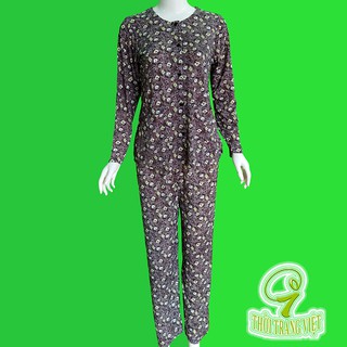 đồ bộ phụ nữ trung niên, áo 2 túi cổ tròn, tay dài - màu xám tro