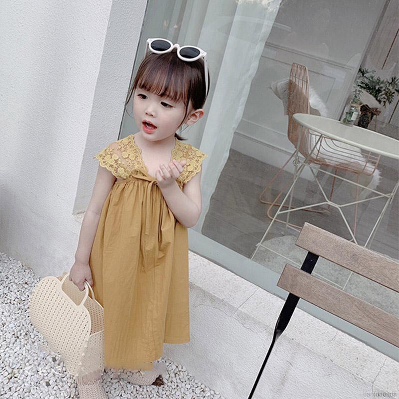 Đầm công chúa dáng chữ A không tay phối ren đáng yêu dành cho bé gái