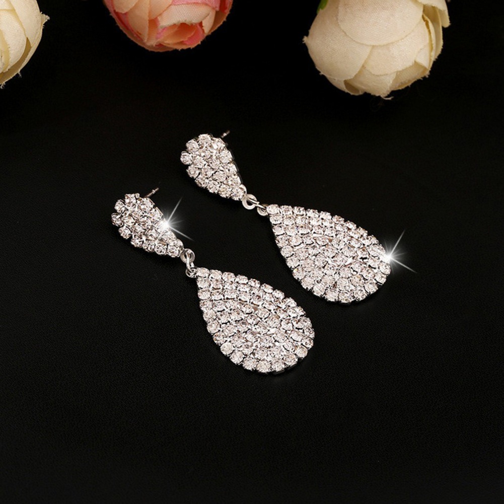 Đôi khuyên tai hình giọt nước đính đá thời trang cho nữ