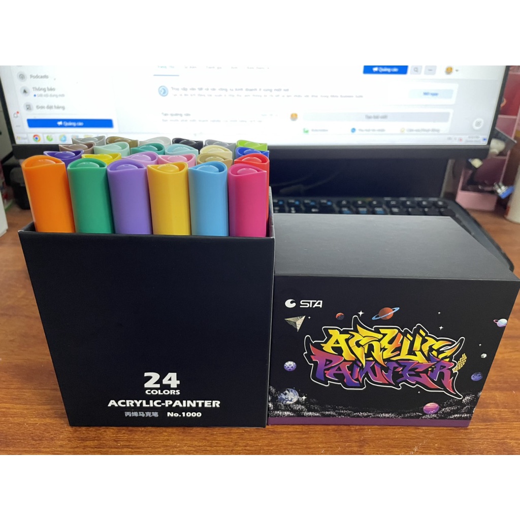 Bộ Bút sơn Acrylic STA Painter 12/24 màu, vẽ trên nhiều chất liệu