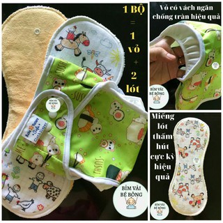 BỘ BỈM VẢI, TÃ VẢI Babu Nature  CHỐNG HĂM ( GỒM 1 VỎ + 2 LÓT) SIZE M,L
