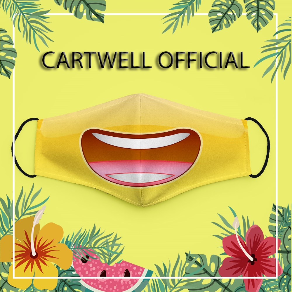 Khẩu trang cute dễ thương trẻ em thú cưng đáng yêu vui nhộn Mặt Cảm Xúc EMOJIS CARTWELL thoáng khí dây đeo mềm dễ thở ch