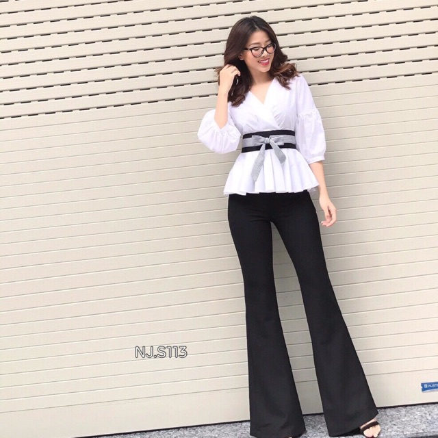 Set Áo Peplum + Quần Loe Bigsize (Có Ảnh Thật)