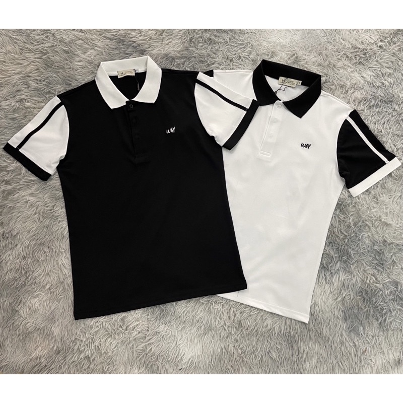 Áo polo có hoạ tiết viền đơn giản dễ mặc mã HQ01, Áo nam thời trang có cổ phong cách hàn quốc btshop từ 45 đến 75 kg