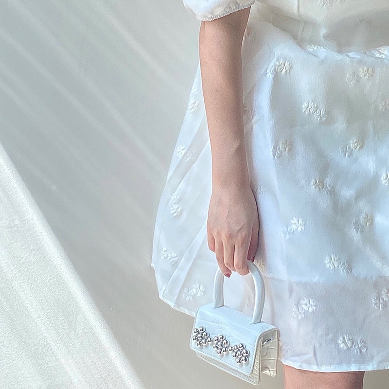 Túi đeo vai, túi xách cầm tay mini hoạ tiết bông tuyết kiểu dáng thanh lịch, tao nhã phù hợp đi tiệc dành cho nữ