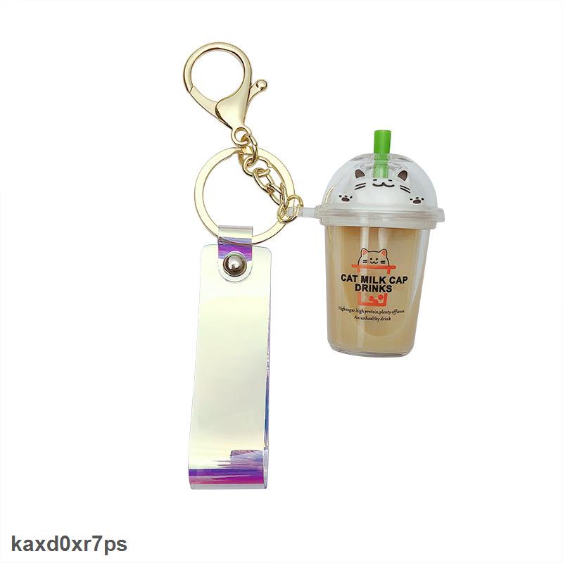 Loại Tốt Móc khóa hình ly trà sữa mèo con hoạt hình sáng tạo dễ thương cho nam và nữ