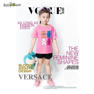 Bộ Đồ Thun Cotton in hình Gấu Bé Gái BabyBean
