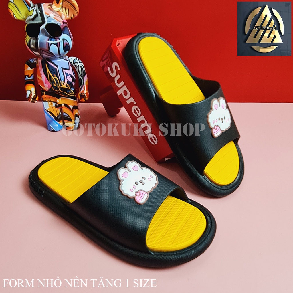 Dép nữ quai ngang đúc nguyên khối cực êm sticker Thỏ dễ thương D7740