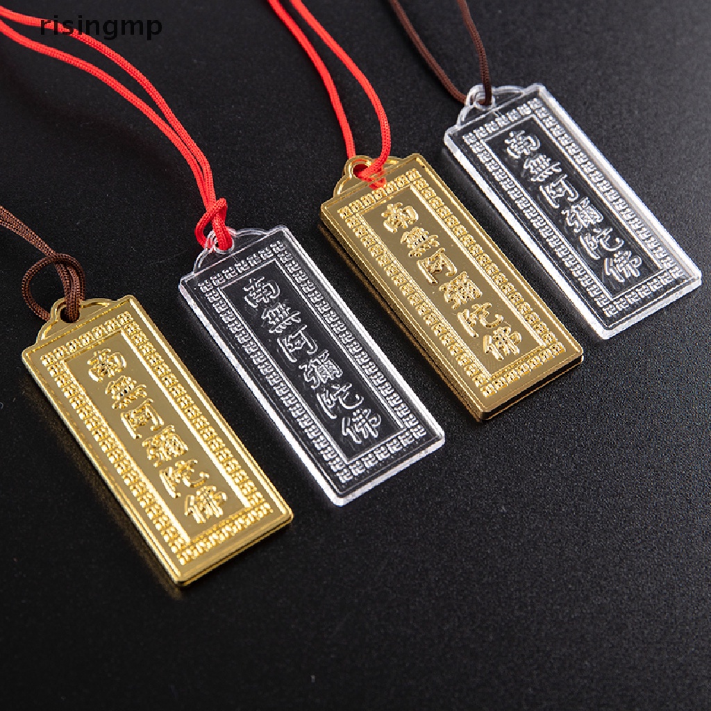 [risingmp] Mặt Vòng cổ Bùa Hộ Mệnh Namo Amitabha Mạ Vàng Trong Suốt ♨Trên đó