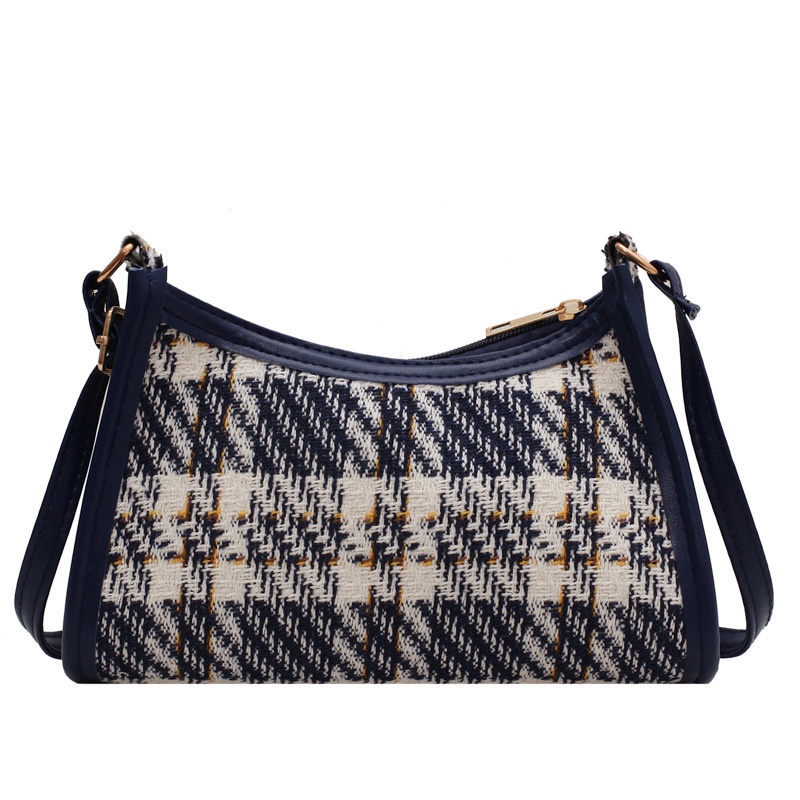 Túi xách đeo vai bằng vải bạt sức chứa lớn họa tiết kẻ sọc mùa thu mới cho nữ 2021