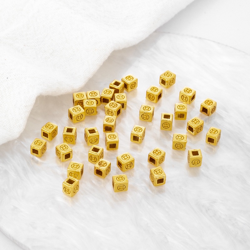 Bộ 10 Hạt Xỏ Lỗ Hình Vuông Màu Vàng 18k 3mm Dùng Làm Trang Sức diy