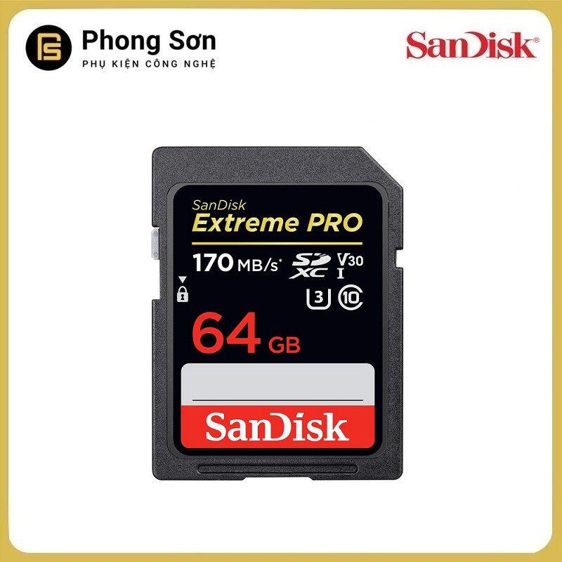  Thẻ nhớ SDXC 64GB Extreme Pro 170mb/s UHS-1 Sandisk ( Bảo hành 60 tháng )