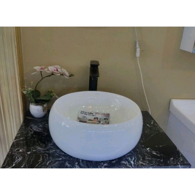 Chậu rửa, lavabo đặt bàn Aqualem FT284, men nano kháng khuẩn,chống ố bẩn