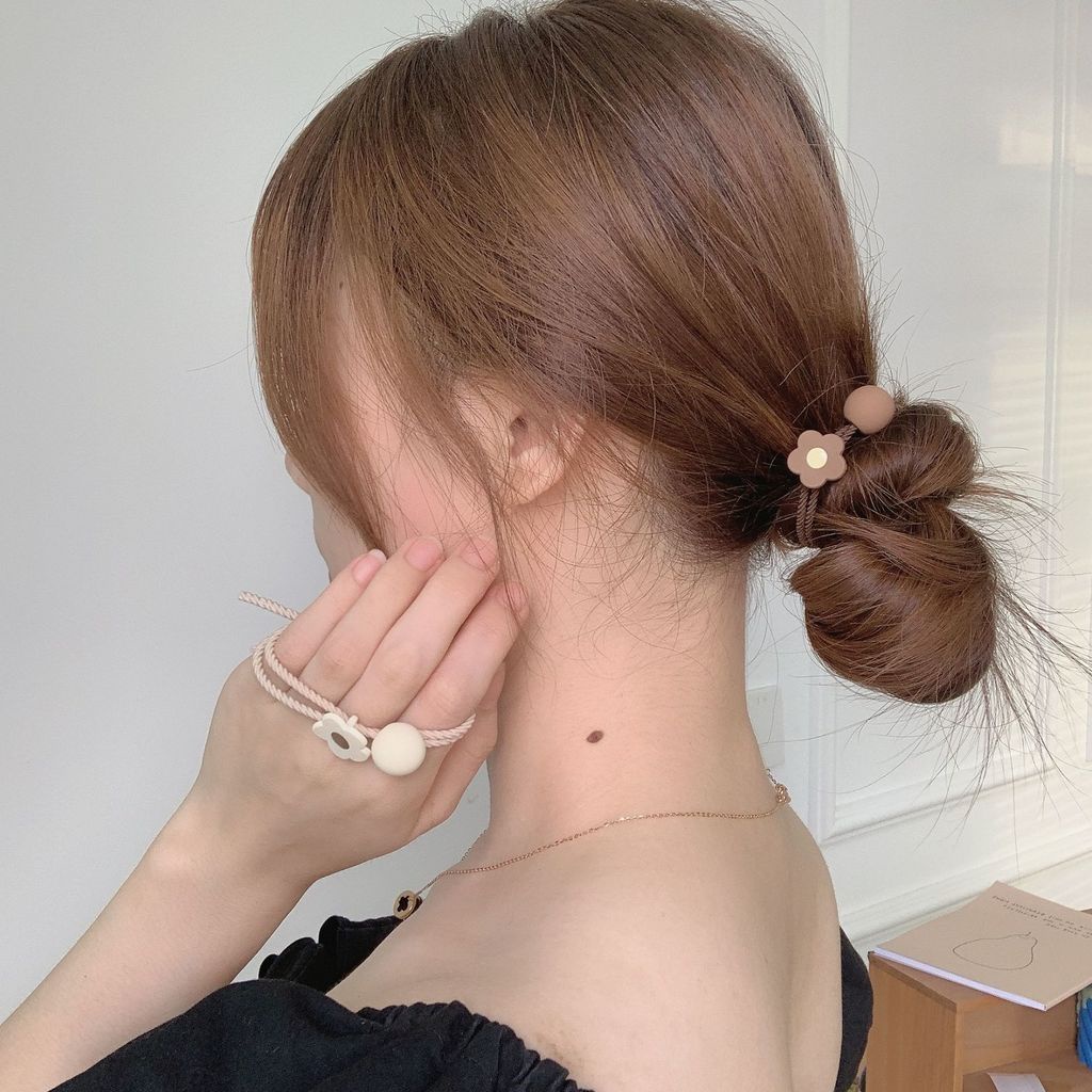 Dây buộc tóc màu cà phê, co giãn tốt, dễ phối đồ