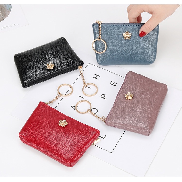 Ví Da Mềm Mini Có Khóa Kéo Thời Trang Cho Nữ